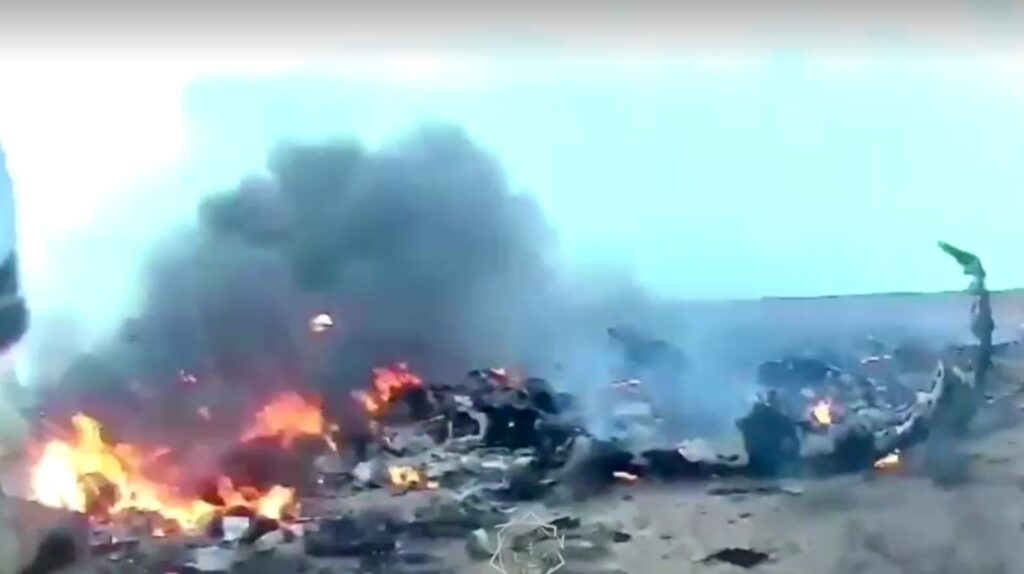 Azerbaijan Airlines plane burnt after crash