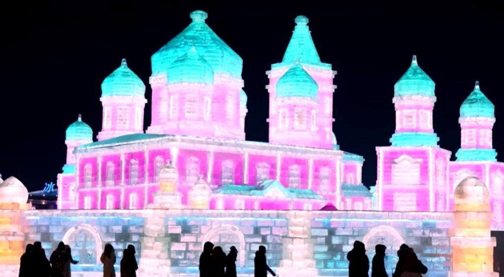 giant ice sculptures at China's annual ice festival