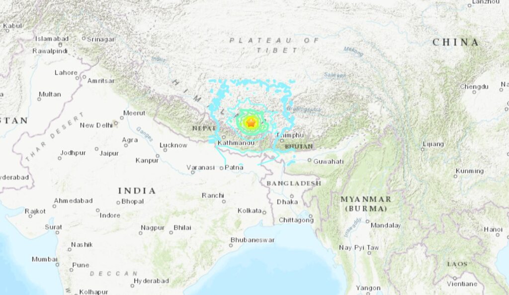 earthquake striking Tibet 