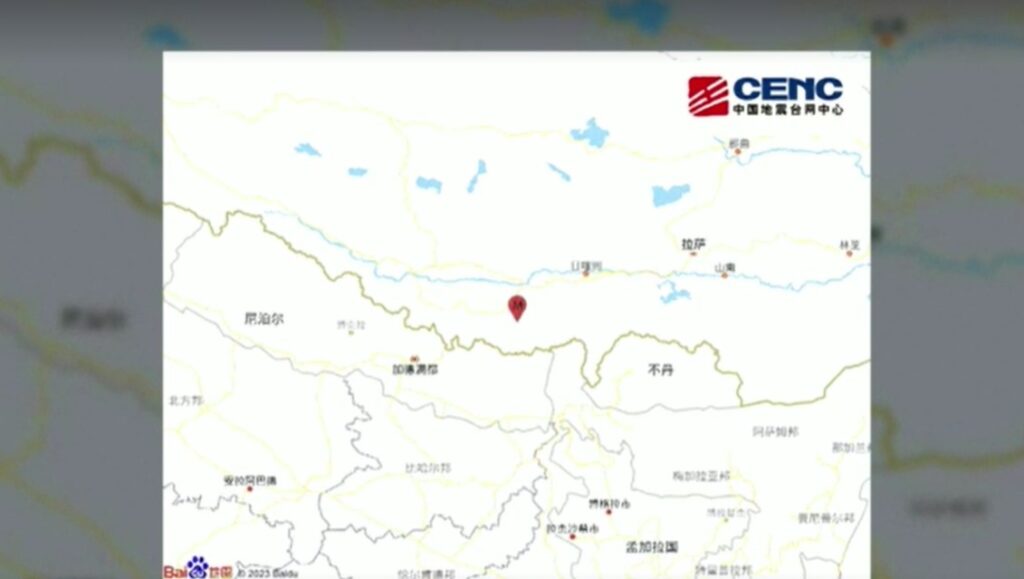 map of earthquake in Tibet