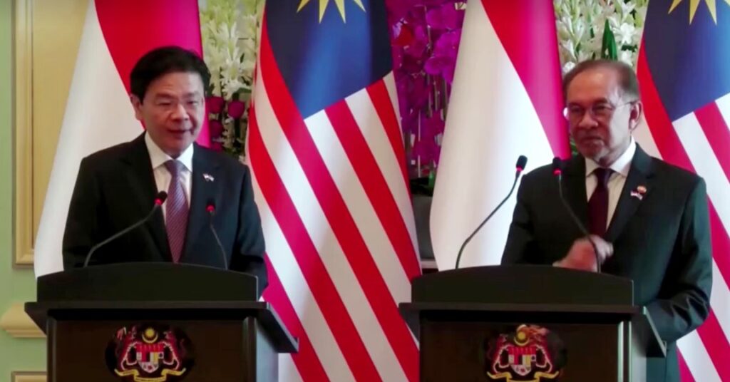 Singapore Prime Minister Lawrence Wong at press conference with Malaysian counterpart Anwar Ibrahim