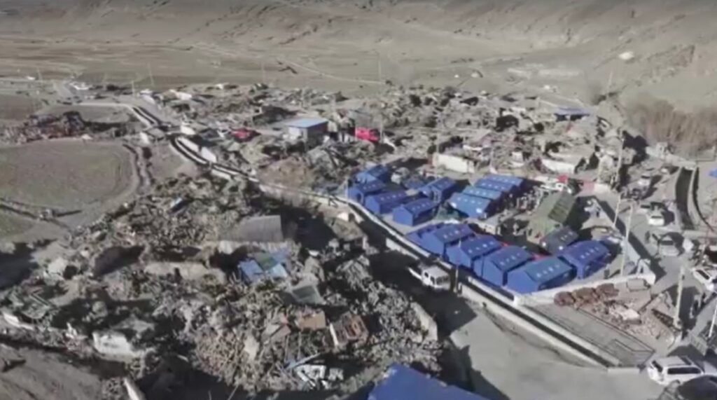 tents built in area of earthquake in Tibet