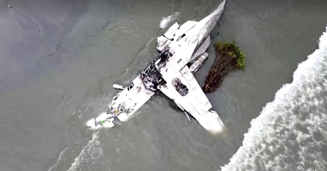 aerial view of small plane crash near Sao Paulo