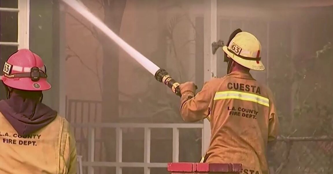 LA County Fire Department try to extinguish fire