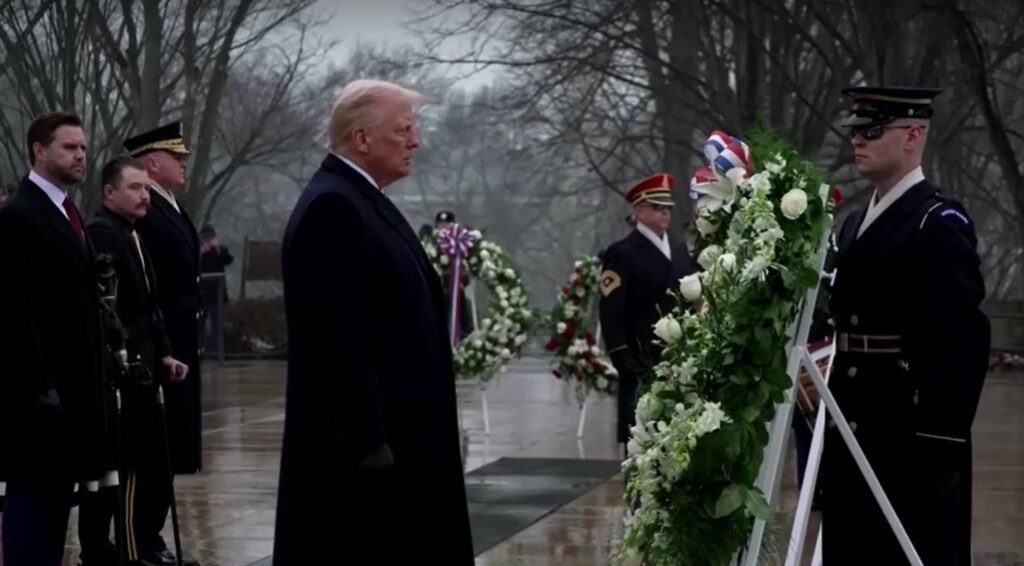 Trump lays a wreath to honor fallen U.S. soldiers ahead of his inauguration