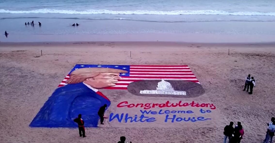 Donald Trump sand art created on Indian beach ahead of his inauguration