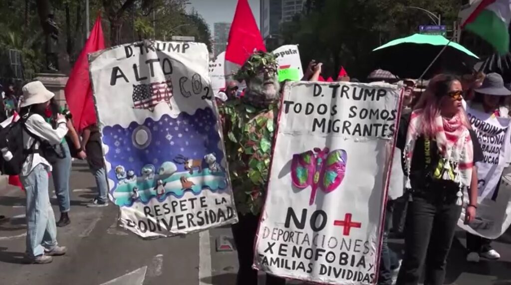 Mexicans hold protest against Trump outside US Embassy in Mexico City