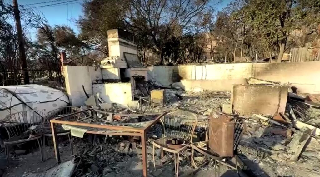 Spain style house burnt to rubble from LA fire