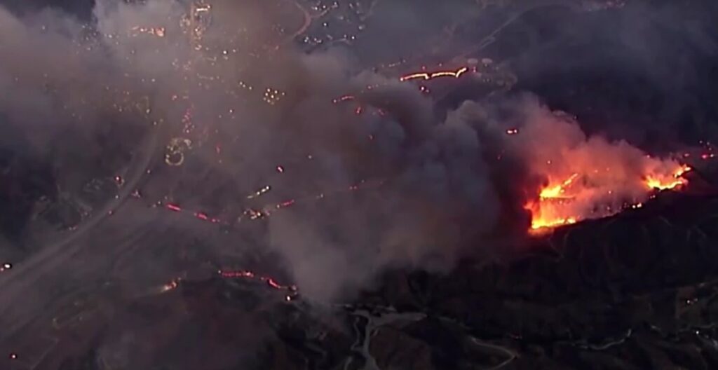 Aerials show new Hughes Fire near Los Angeles as it explodes to 9,400 acres