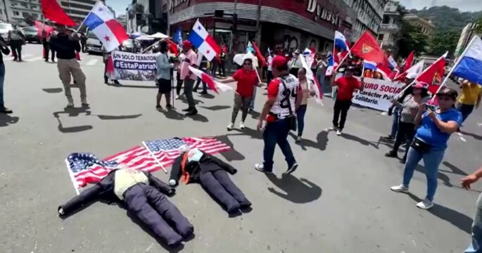 Protesters rally against Secretary of State Rubio's visit