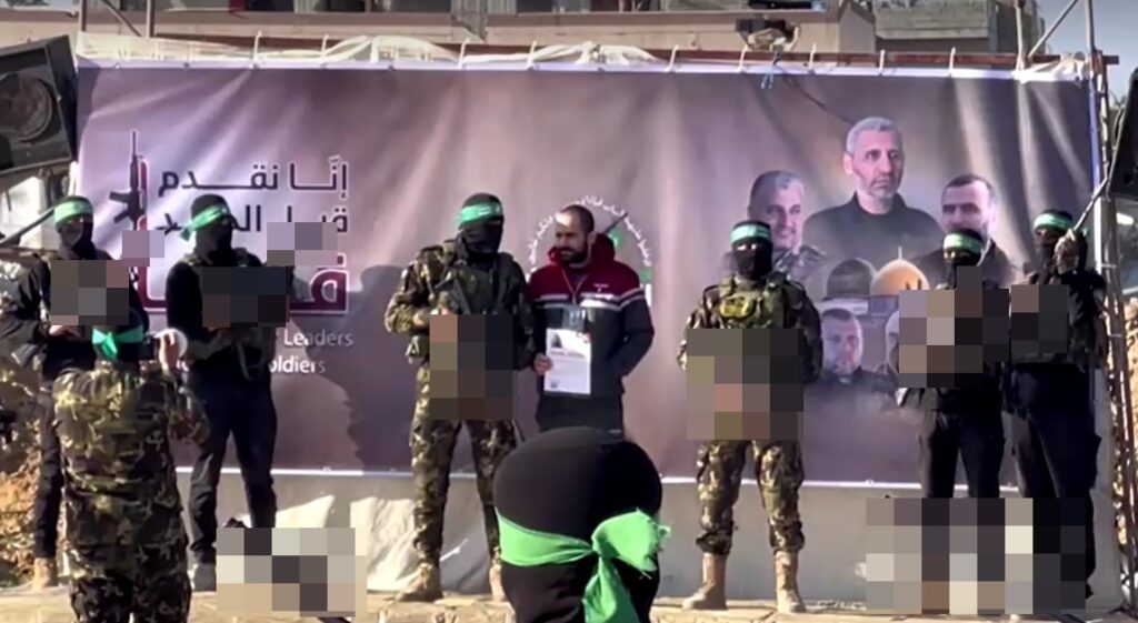 Hamas hands over Yarden Bibas at Khan Yunis, Gaza 