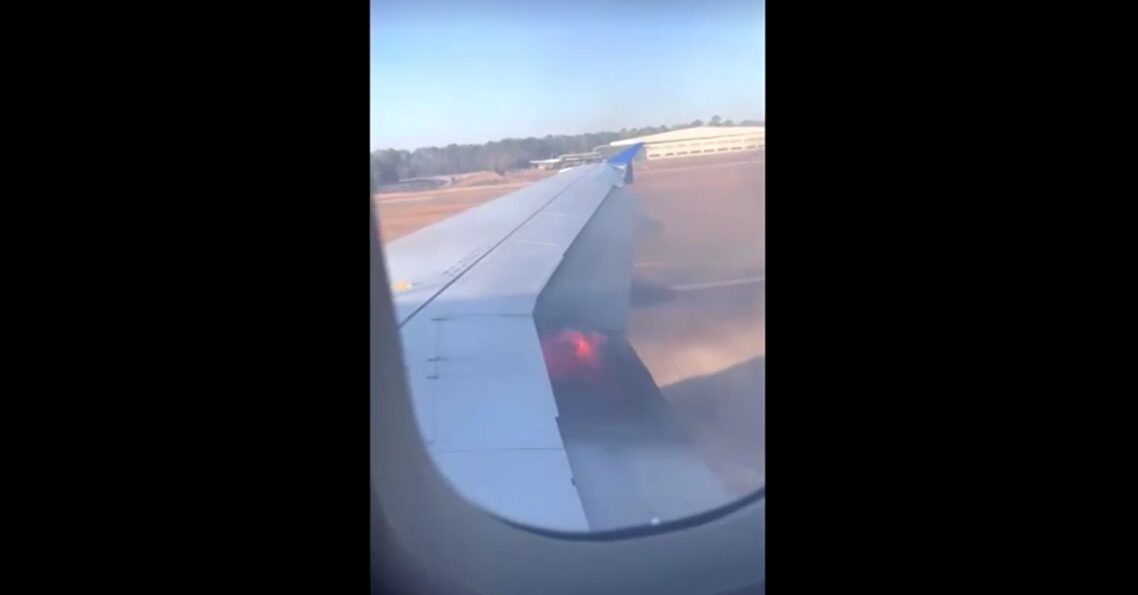 United Airlines passenger films plane wing on fire in Houston