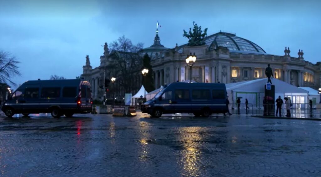 Tight security in Paris on morning in front of global AI summit place