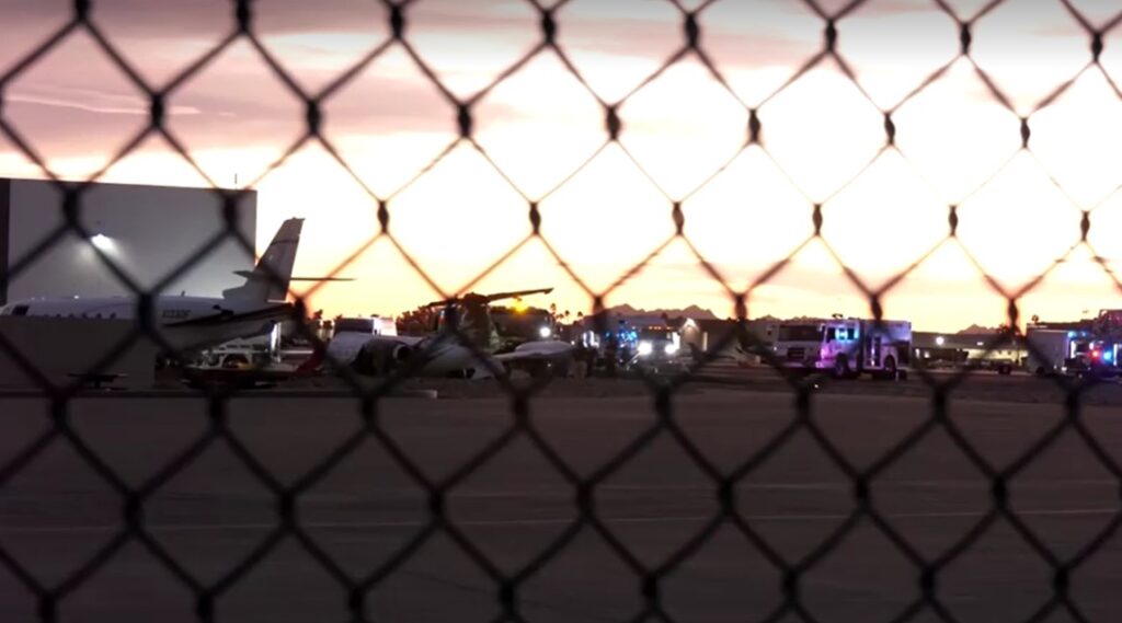 business jets collided at Arizona airport killing one, injuring four long shot