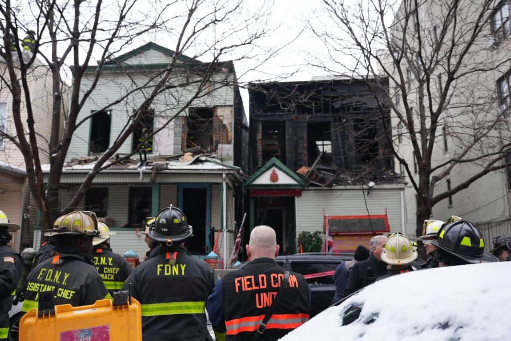 Thai temple after on fire in New York