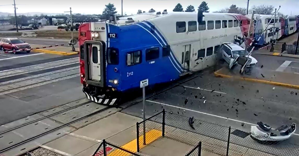 Train collides with SUV stuck on tracks in Utah