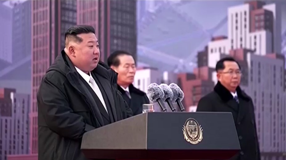 Kim Jong Un attends a groundbreaking ceremony for his pet project to build 50,000 new homes in Pyongyang