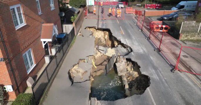 Massive sinkhole prompts evacuations in England