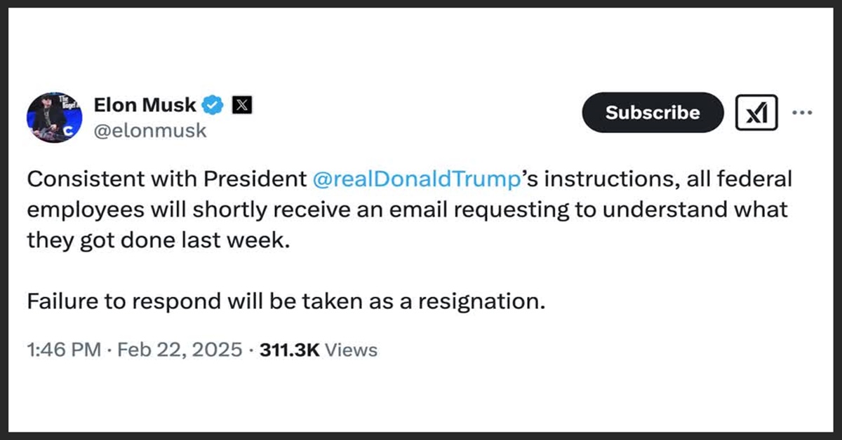 Musk threatens federal workers' employment over failure to report
