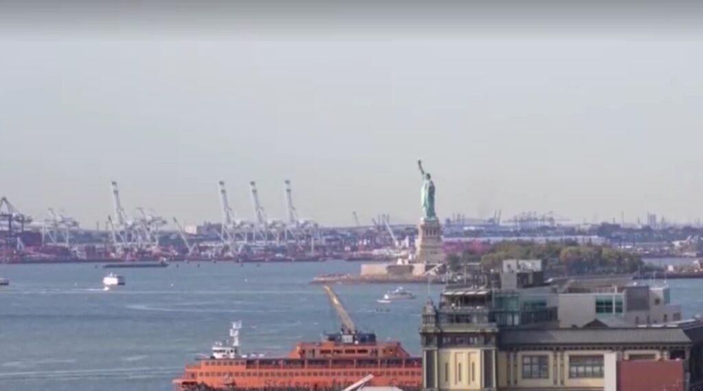 port near Statue of Liberty in New York City