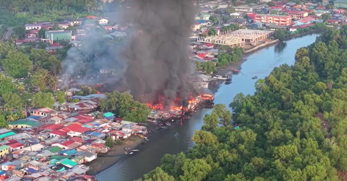 fire burning in Malaysia's Sabah