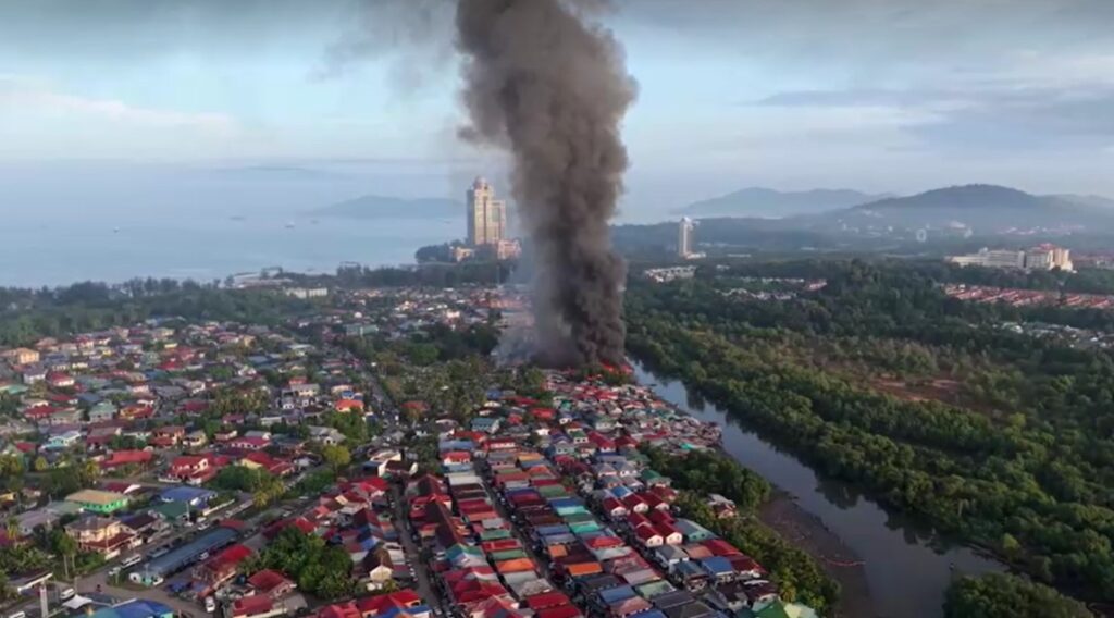 fire burning in Malaysia's Sabah