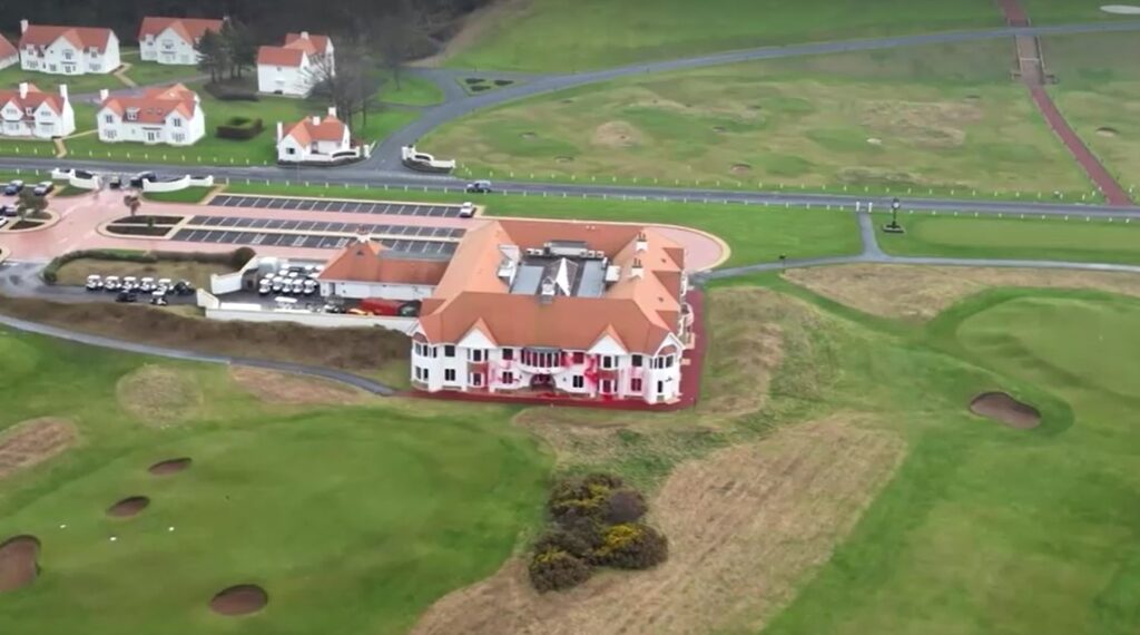 Turnberry resort's clubhouse splattered with what appears to be red paint