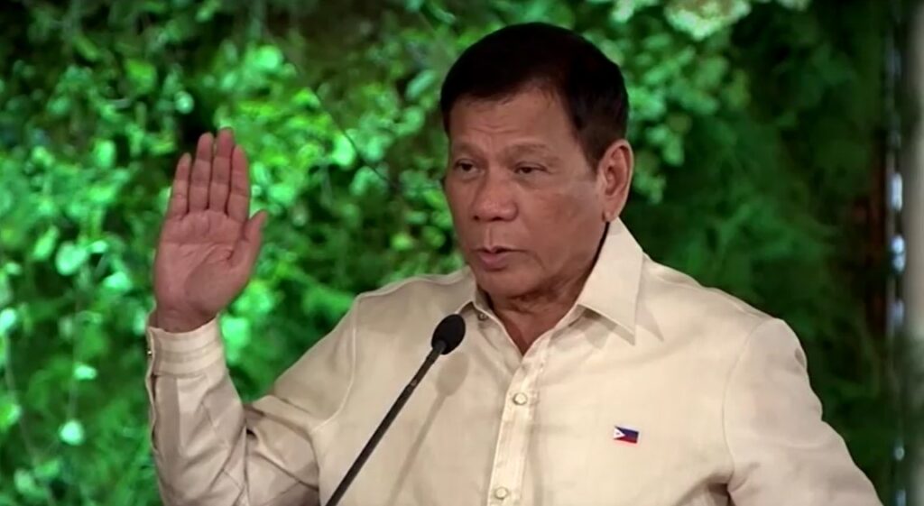 Rodrigo Duterte taking oath as President of the Philippines in June 30, 2016