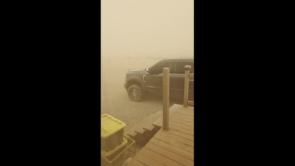 Video showing dust storm swirling amid low visibility 