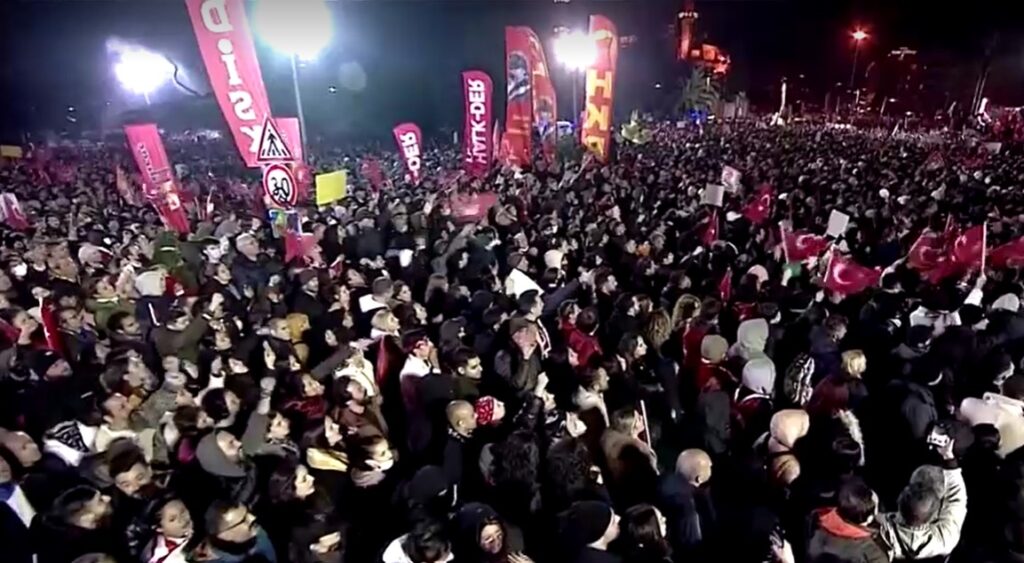 supporters of Turkish opposition CHP gather in Istanbul