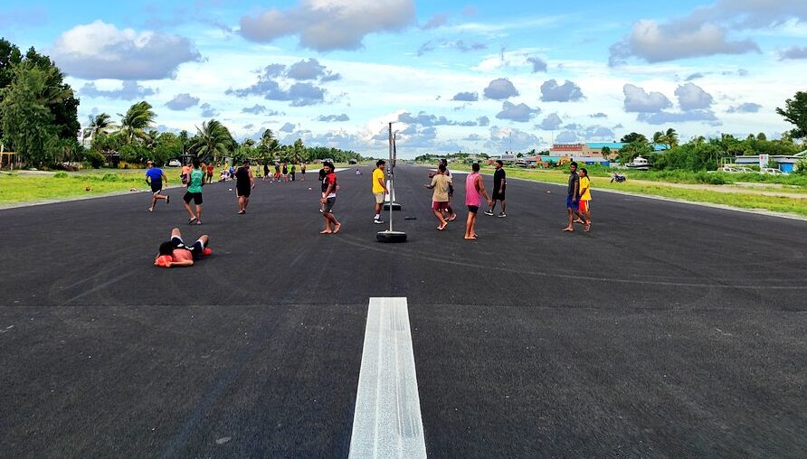 Tuvalu's airport used as playground