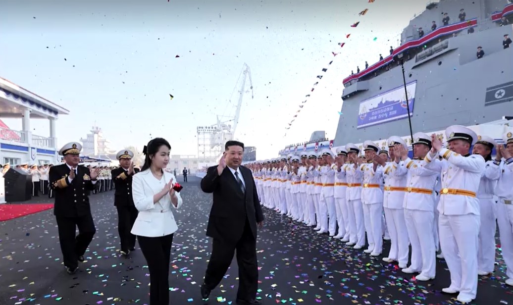 North Korean leader and daughter inspect new 5,000-tonne warship