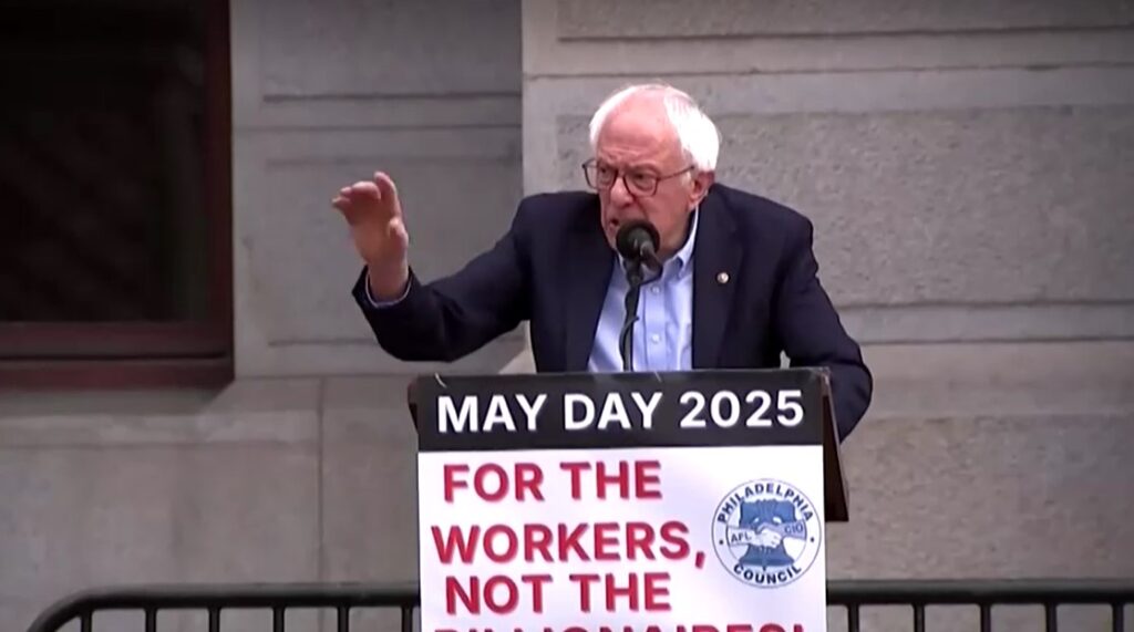 Bernie Sander in May Day protest