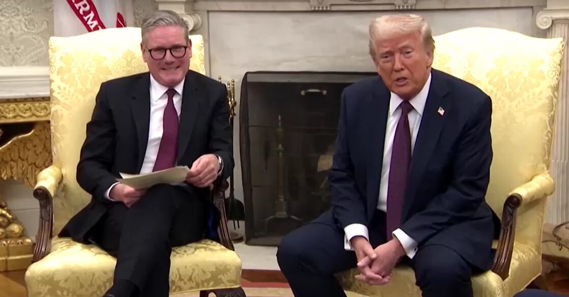 U.S. President, Donald Trump sitting beside UK PM Keir Starmer in the Oval Office February 27, 2025