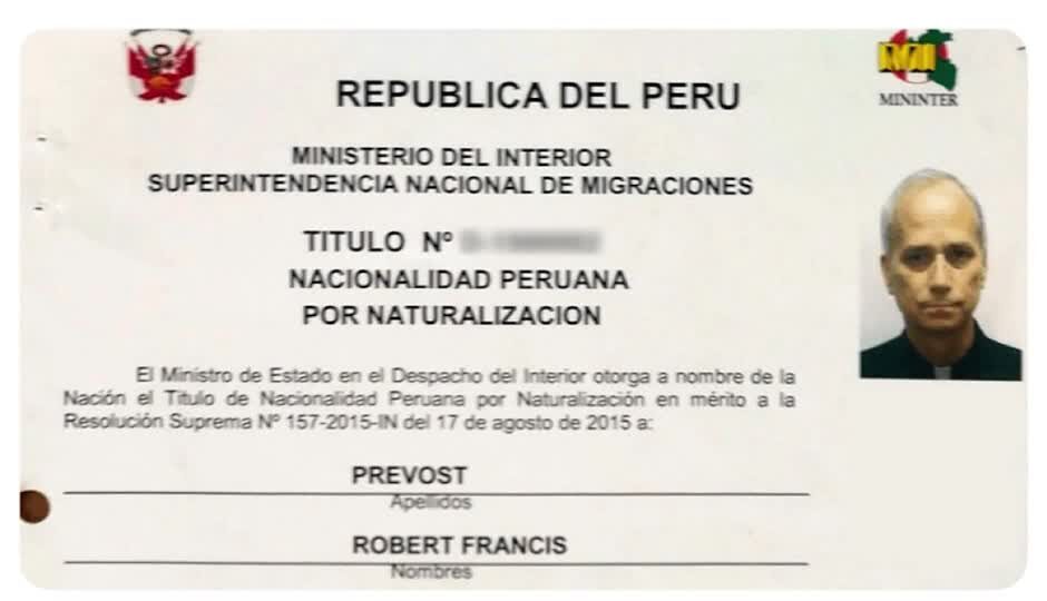 Peru reveals Pope Leo's citizenship certificate