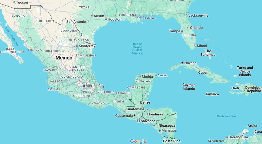 Gulf of Mexico in Google map