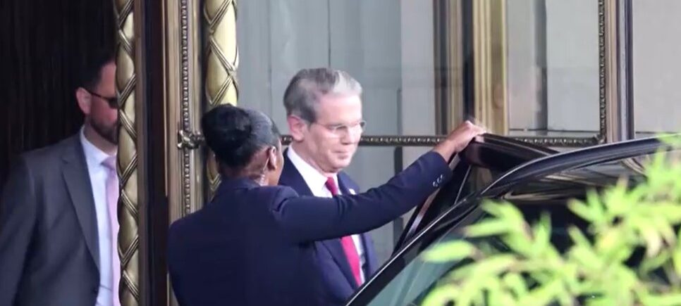 Scott Bessent leaves hotel for trade talk with China