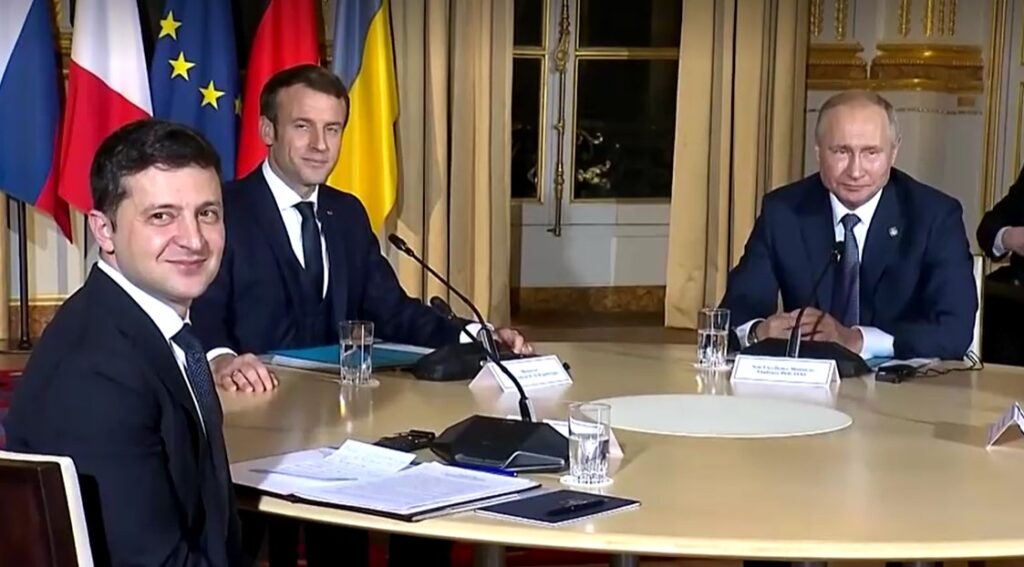 Putin and Zelenskiy met for the first time in December 2019 at a summit in Paris