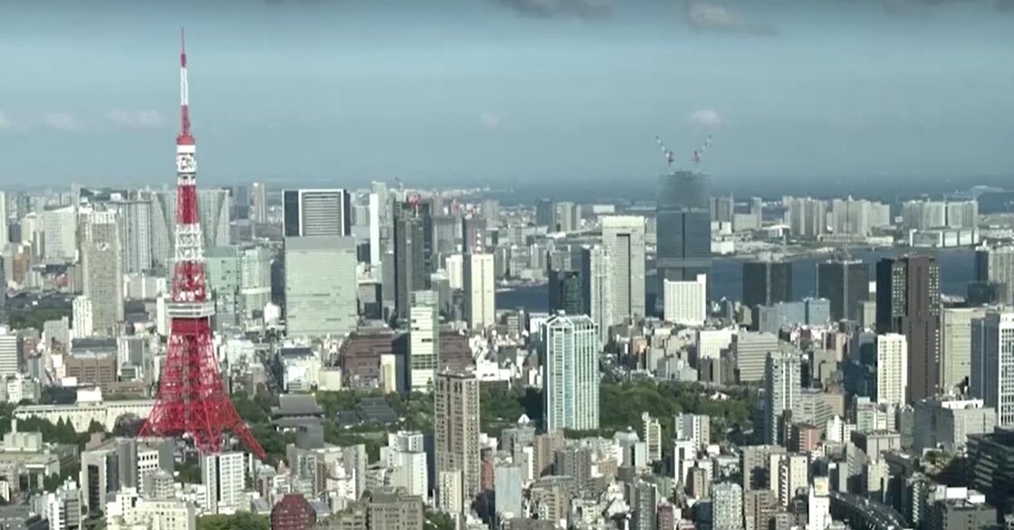 Tokyo Tower sits among Tokyo skyline