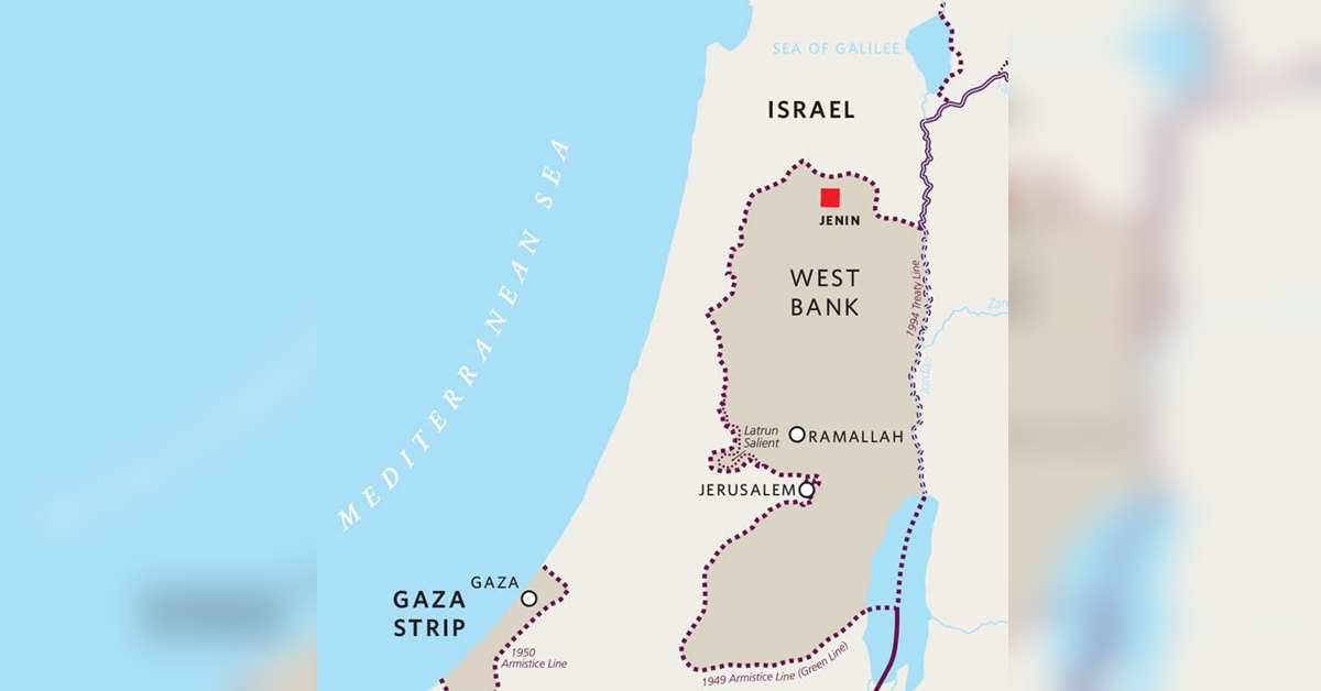 map of Jenin in West Bank