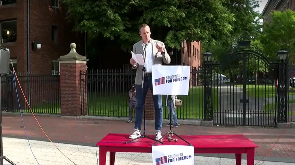 Harvard political sciences professor speaks in front of Harvard