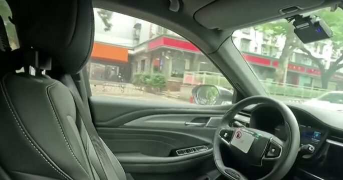 driverless car testing on road