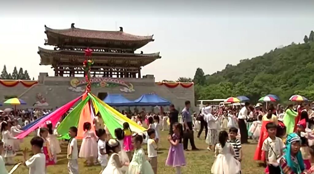 group dance in North Korea's International Children's Day