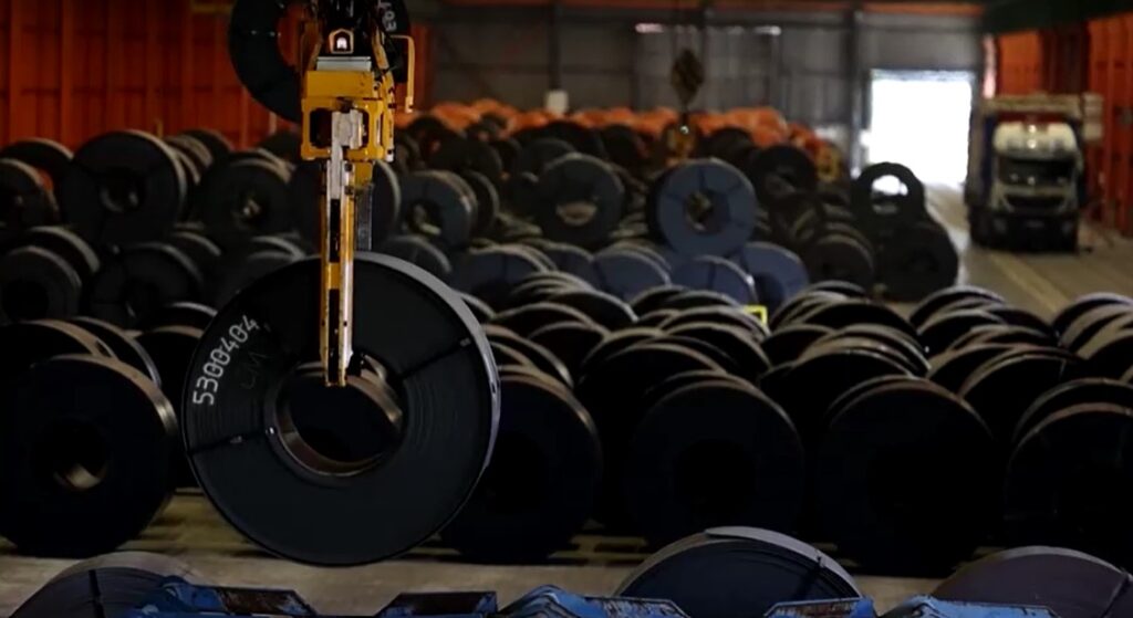 Steel coins in warehouse
