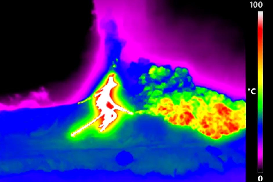 Thermal image of eruption from Sicily's Mount Etna