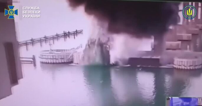 Ukraine's SBU says it hit Crimea bridge under water with explosives