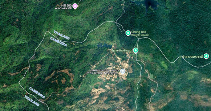 Location of the incident between Cambodian and Thai troops according to Khmer Times