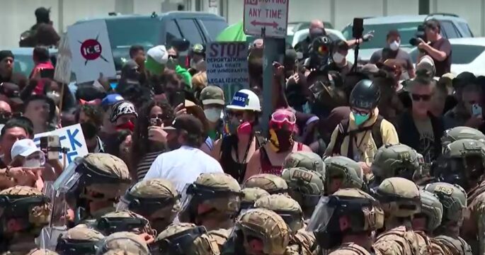 Protesters face off National Guard in LA
