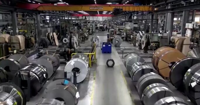 Steel rolls in steel plant in Germany