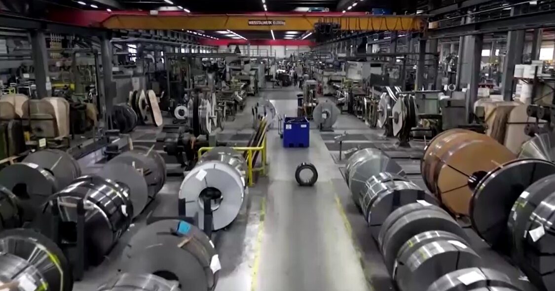 Steel rolls in steel plant in Germany